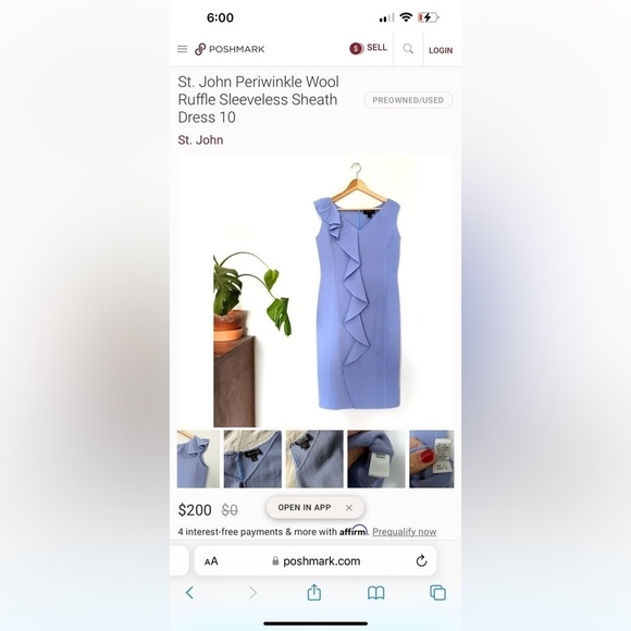 ST. John Periwinkle Wool Ruffle Sleeveless Sheath Dress - Picture 12 of 12